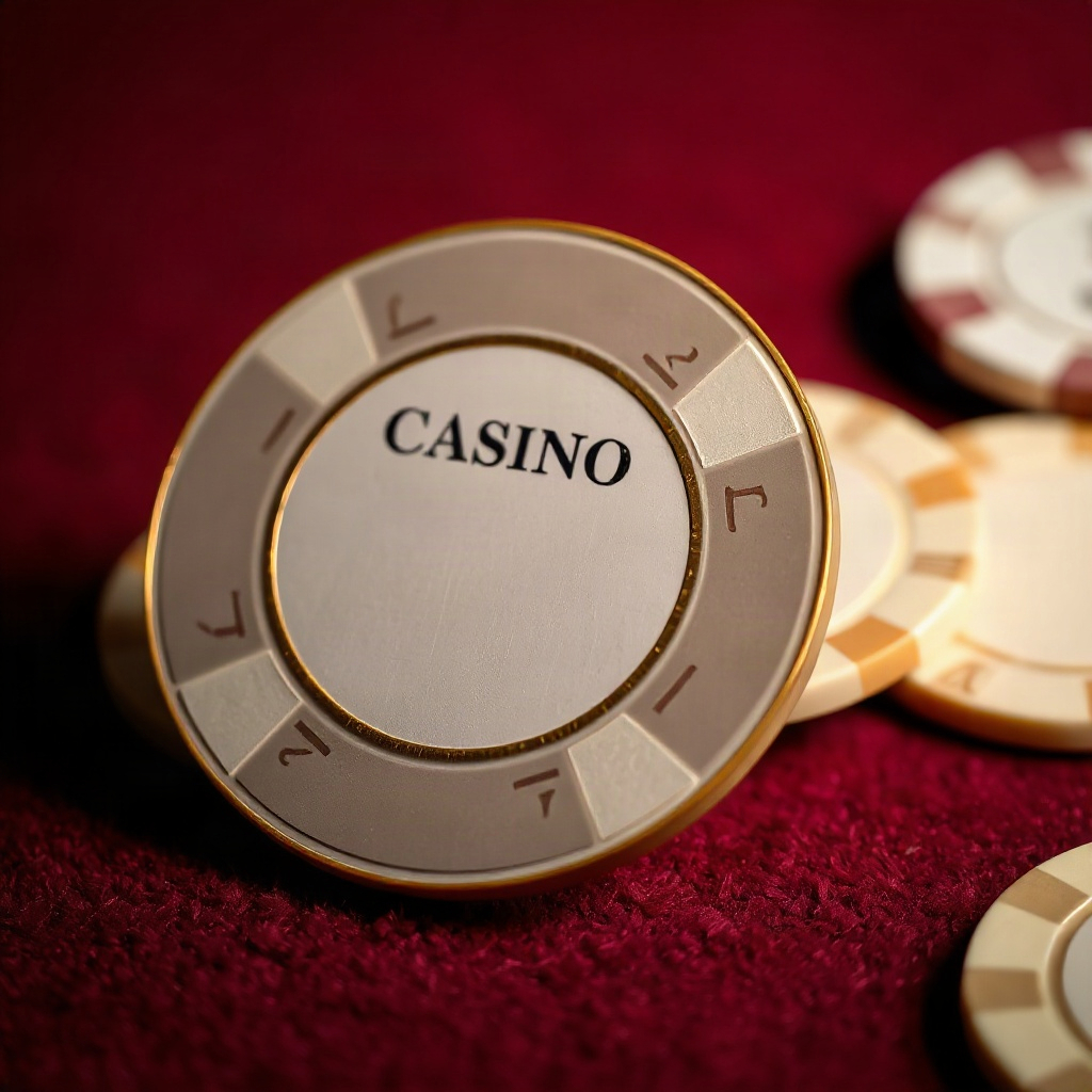 Close-up of a casino chip on felt